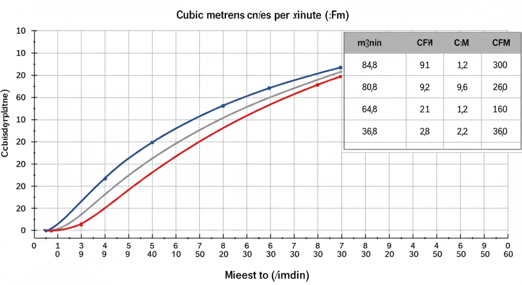 convert m3min to cfm chart