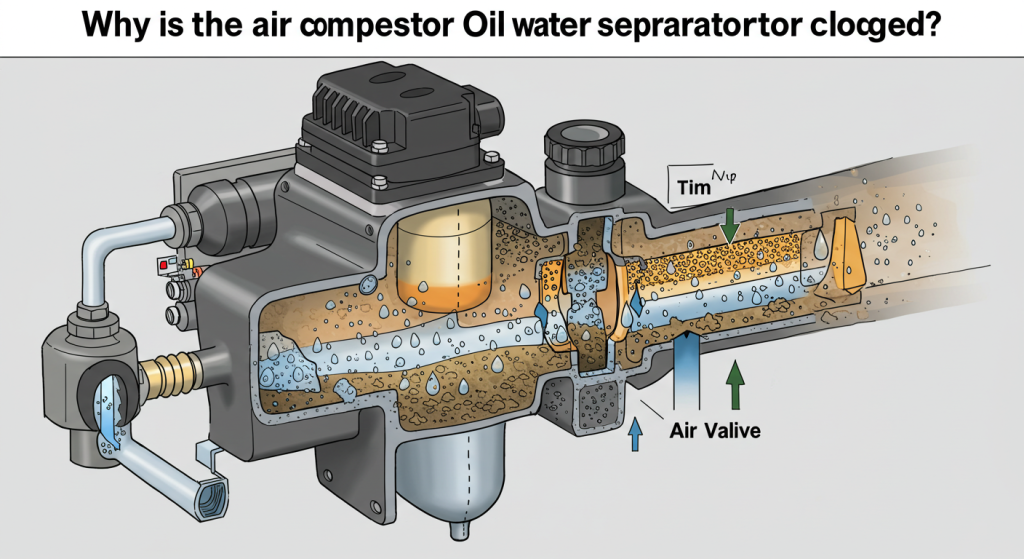 why is the air compressor oil water separator clogged